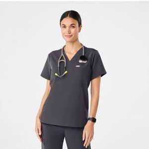 FIGS Charcoal Catarina One-Pocket Scrub Top | Small